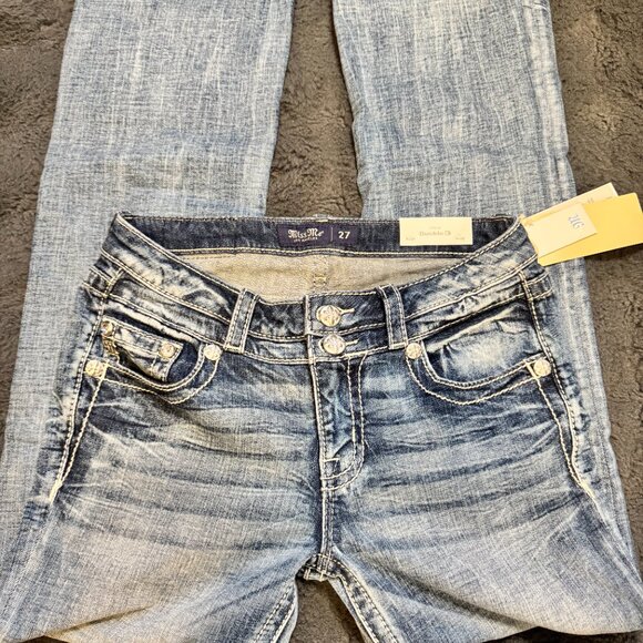 💎 NEW Miss Me Embellished Bootcut Jeans – Size 27 (With Tags) - Picture 2 of 2